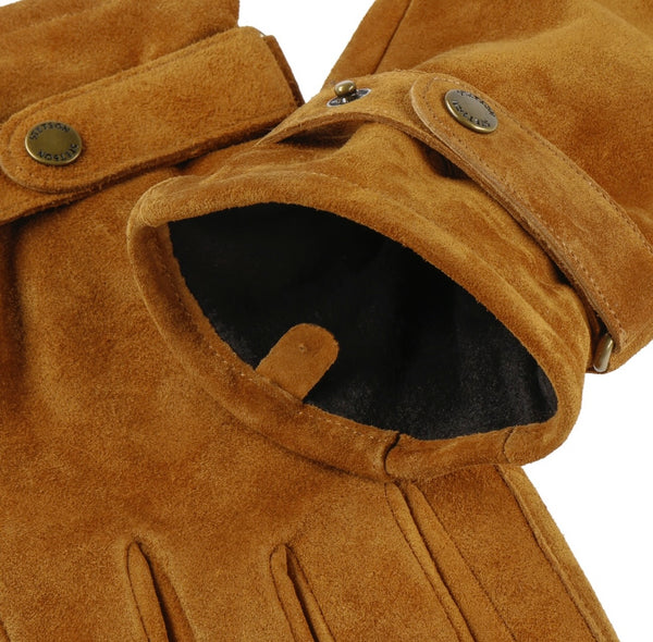 Stetson Revetal Leather Gloves - Beige Suede