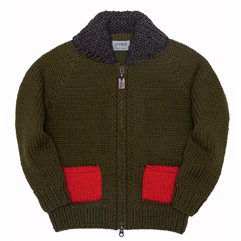 Granted Bomber Chunky Knit- Olive