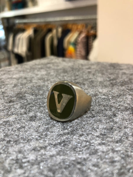 ABC Letters Ring Stainless with Army Green