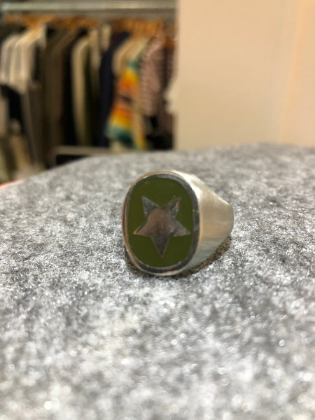 Symbols Ring Stainless with Army Green