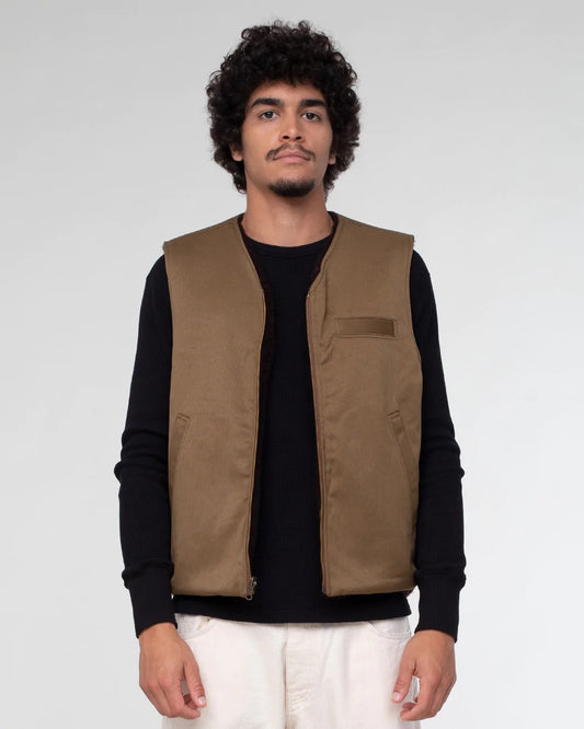 Eat Dust Deck Vest Bedford Cord - Drap