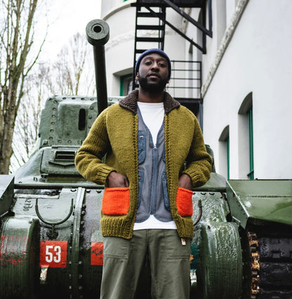 Granted Bomber Chunky Knit- Olive