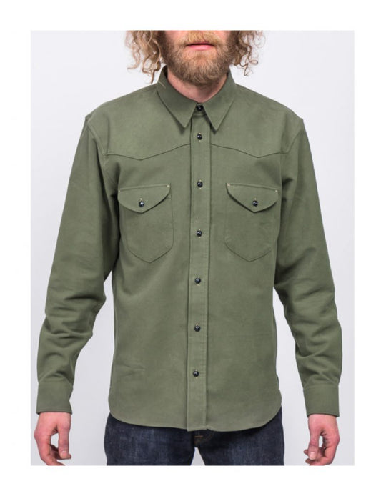 Indigofera Manolito Shirt - Green Moleskin
