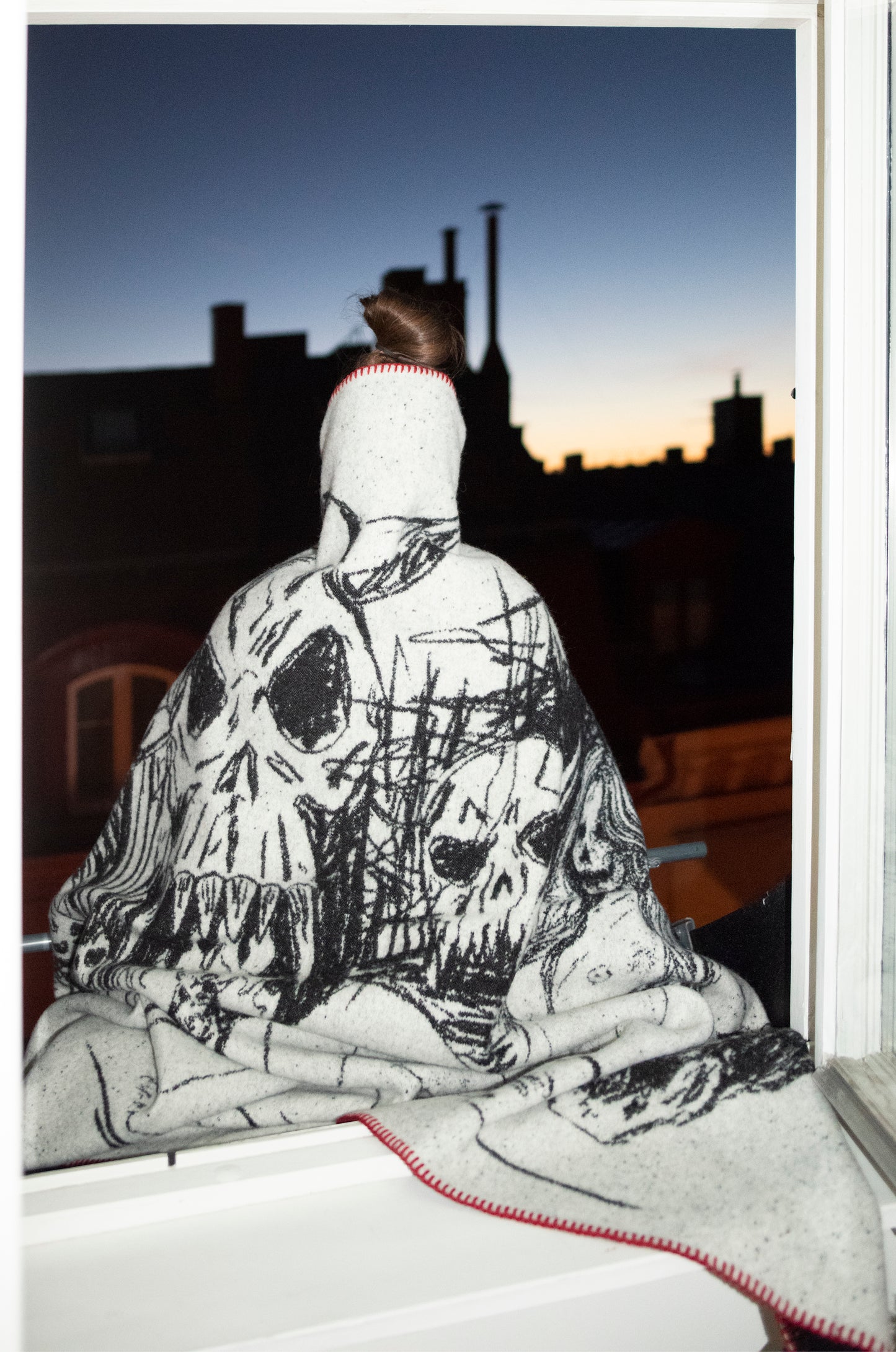 Indigofera "Unbridled" Wes Lang Blanket - Blk & Wht