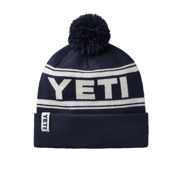 Yeti Logo retro Knit Beanie Hat - Navy